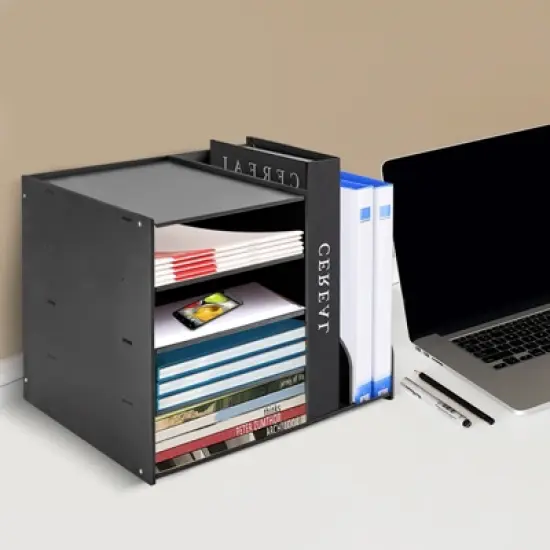 YIYIBYUS PVC File Holder Organizer, Mail Sorter, Black image {3}