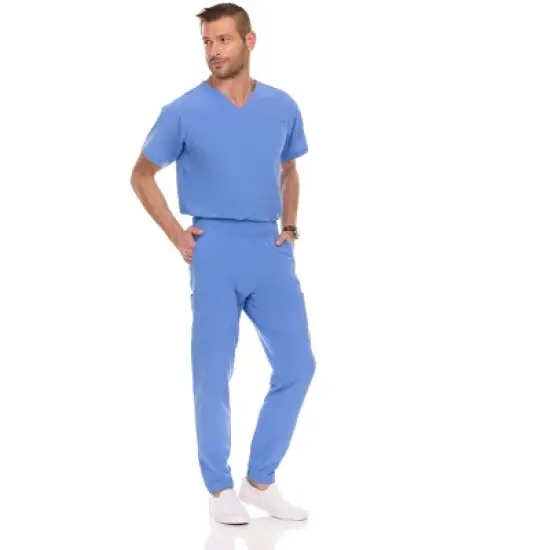 Medichic Men Scrubs Set - Stretch V-Neck Scrub Top with 7-Pocket Pants Workwear image {7}