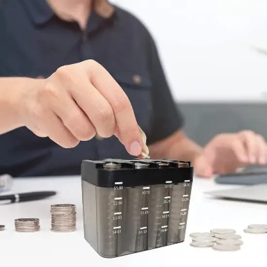 Nadex Coins&trade; Desktop Coin-Sorting Dispenser in Gray image {5}