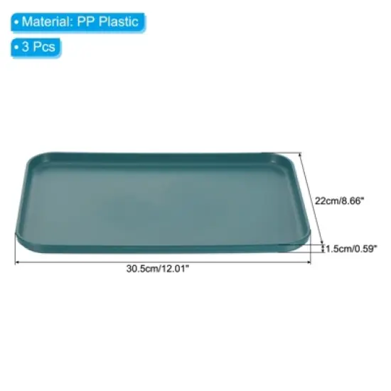Unique Bargains PP Plastic Reusable Lightweight Durable Tray Rectangle 3 Pcs image {1}