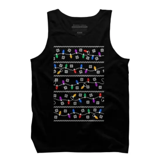 Men's Design By Humans Christmas Garland Lights Retro Pixel Pattern By R4Design Tank Top image {4}