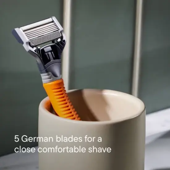 Harry's Truman Shaving Kit for Men with Razor Handle, 3 Cartridges, and Shave Gel - Orange image {3}