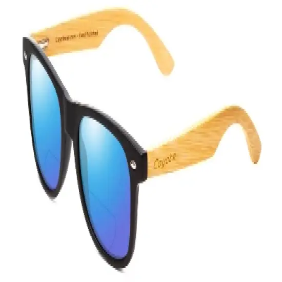Coyote Woodie Polarized Sun OR Bi-Focal Sunglasses Black Brown Bamboo image {1}