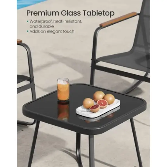 3-Piece Outdoor Patio Set with 2 Rocking Chairs & Table, Steel Frame, Breathable Synthetic Fabric, Garden & Backyard image {4}