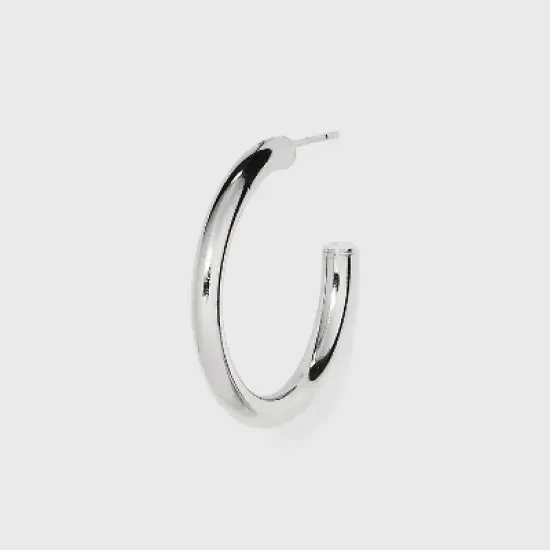 Sterling Silver Medium Tube Hoop Earrings - A New Day&trade; Silver image {1}