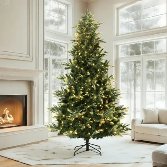 Pre-Lit Slim Aspen Fir Artificial Christmas Tree | 350 UL Clear Lights, Metal Stand image {2}