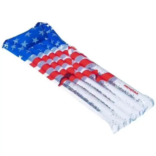 Swimline Americana Glitter Mattress, 75", Inflatable Pool Float, Heavy-Duty Vinyl, Patriotic Design, 1 Count image {3}