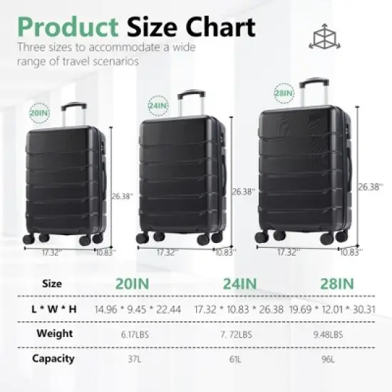 YONWAY 20" Hardshell Luggage , Expandable Lightweight ABS Suitcase, with TSA lock & Spinner Wheels image {2}