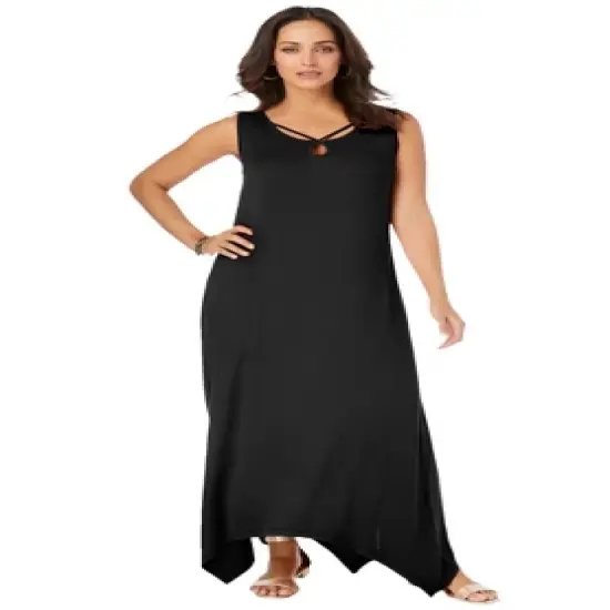 Jessica London Women&rsquo;s Plus Size Keyhole Hanky Hem Maxi Dress image {2}