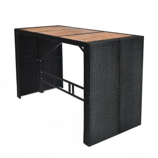 Tangkula 7 Pieces Outdoor Rattan Wicker Dining Table Set with Cushions image {4}