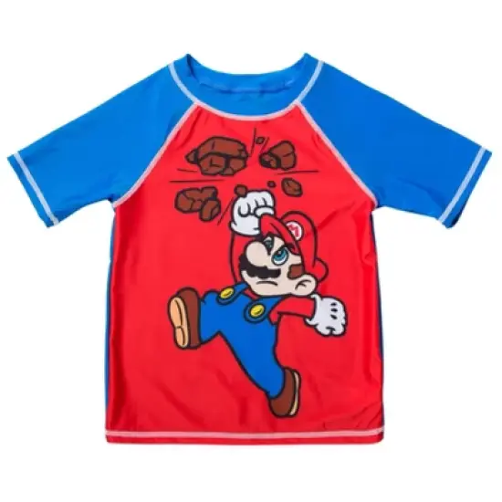 SUPER MARIO Nintendo Mario Rash Guard Swim Shirt Toddler image {9}