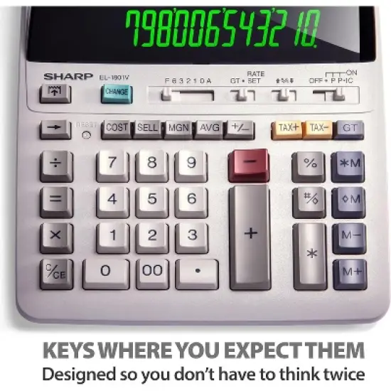 Sharp EL-1801V Printing Calculator &ndash; 12-Digit LCD, AC Powered, Office & Business Use image {1}