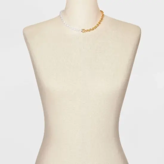 SUGARFIX by BaubleBar Gold and Pearl Necklace - Gold/White image {1}