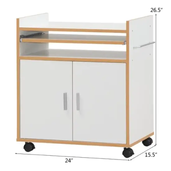 Costway Rolling Kitchen Trolley Microwave Cart Storage Cabinet W/ Removable Shelf White image {1}