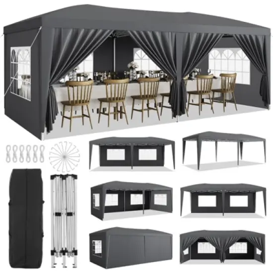 10x20 Heavy Duty Pop Up Canopy Tent with 6 Removable Sidewalls, Easy Up Commercial Canopy Tents for Parties image {1}