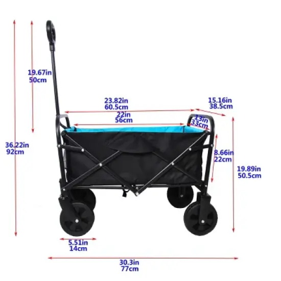 YONWAY Foldable Wagon,220 Lbs Capacity Outdoor Camping Beach Cart Steel Frame,Adjustable Garden Utility Rolling Cart with Wheels image {1}