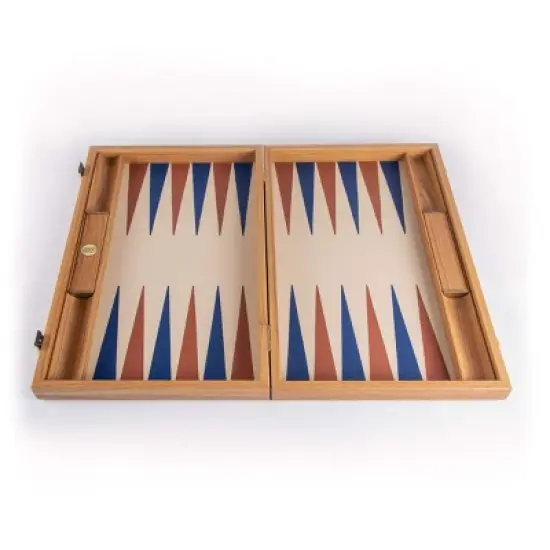 WE Games Luxury Wood Backgammon Set with Leatherette Interior - 19 inches - Handcrafted in Greece image {1}