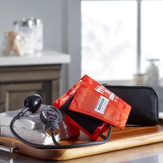 McKesson Deluxe Adult Cuff Arm Aneroid Sphygmomanometer Unit 2-Tubes Orange 1 Each image {3}