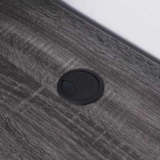 Ghally Locking Drawer L-Shape Desk with USB Ports Dark Gray - miBasics image {8}