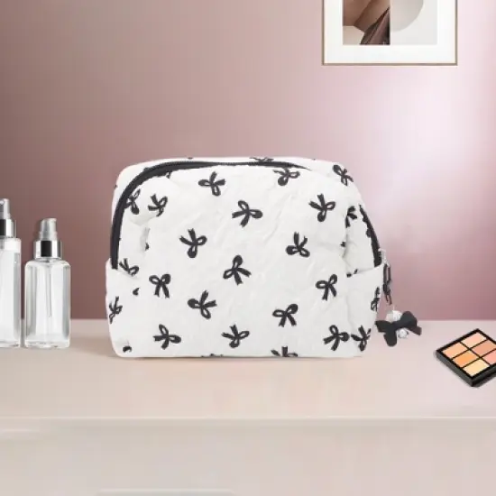 Unique Bargains Square Bag with Pendant Bow Makeup Bag 1 Pc image {4}
