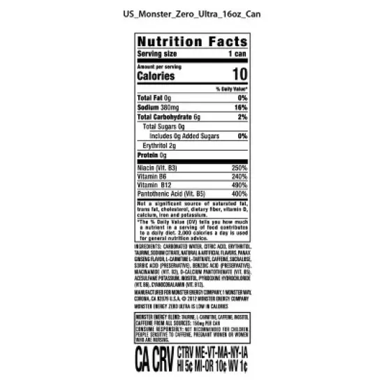 Monster Energy Zero Ultra - 12pk/16 fl oz Cans image {3}