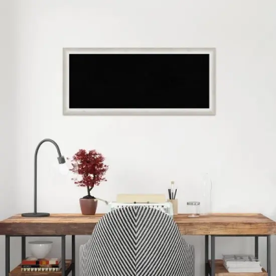 32"x14" Two Tone Wood Frame Black Cork Board Silver - Amanti Art image {8}