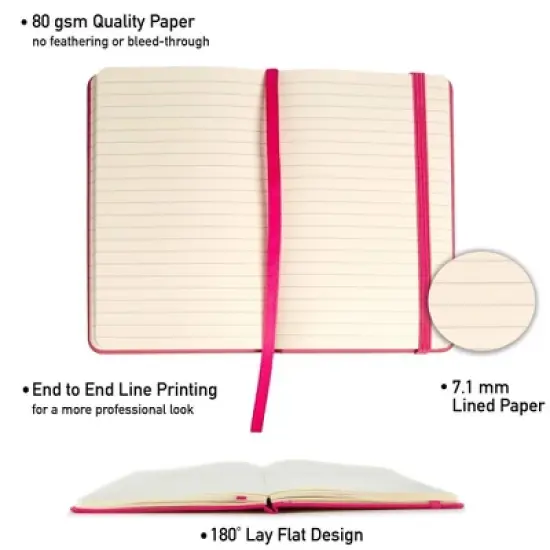 Simply Genius A6 Pocket Size Mini Notebooks with Hardcover - 124 pages (3.7" x 5.7") with Inner Pocket (Pink, 3 Pack) image {6}