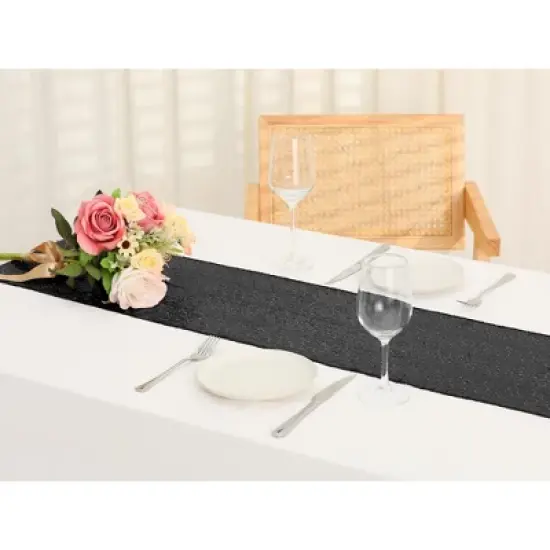 Unique Bargains Wedding Decorative Sparkly Sequin Glitz Glitter Table Runner 1 Pack image {1}