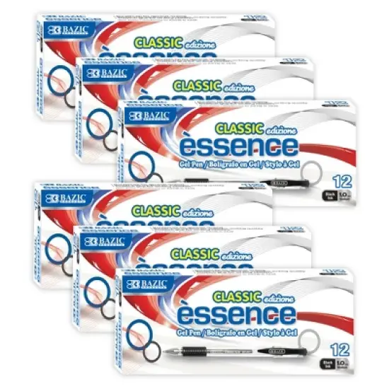 BAZIC Products&reg; Essence Gel Pen with Cushion Grip, Black, 12 Per Box, 6 Boxes image {7}
