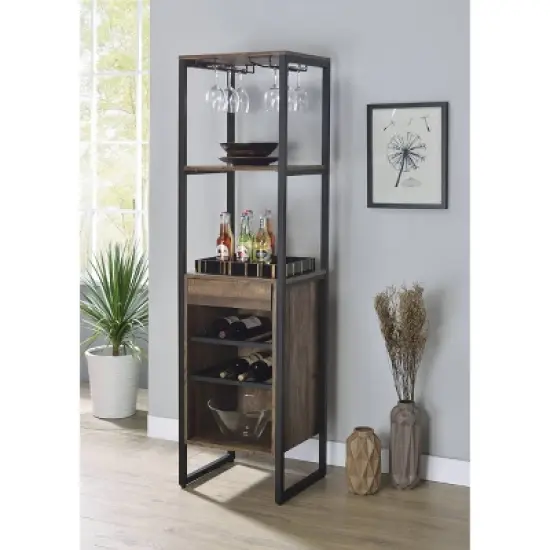 Narik Wine Rack Weathered Oak - Acme Furniture image {3}