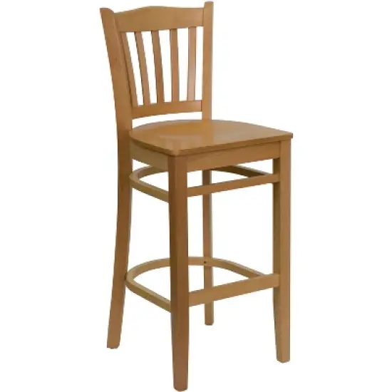 Flash Furniture Vertical Slat Back Wooden Restaurant Barstool image {11}