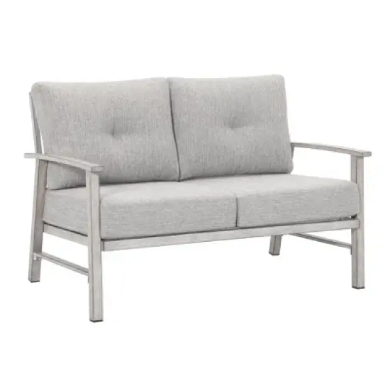 COWLOWN Outdoor Patio Loveseat Sofa, Aluminum Frame 2-Seat Couch with Soft Cushions, All-Weather Furniture for Garden, Poolside, Lawn image {5}