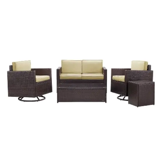 Palm Harbor 5pc Outdoor Wicker Conversation Set - Sand - Crosley image {2}