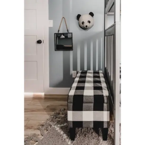 Large Decorative Storage Bench Black Plaid - HomePop image {8}