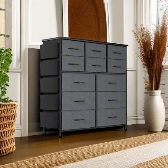 Dresser for Bedroom with 12 Drawer, Dressers & Chests of Drawers for Hallway, Entryway, Storage Organizer Unit with Fabric image {4}