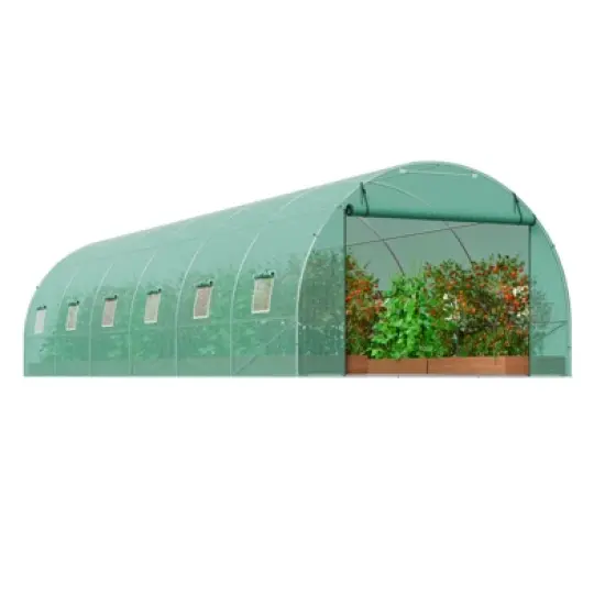 VEVOR Walk-in Tunnel Greenhouse, 29.2x9.7x6.5 ft Hoop House Greenhouse Tunnel with Galvanized Steel Frame, Green PE Cover, 12 Windows image {8}