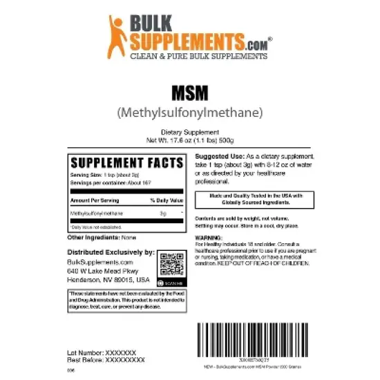 BulkSupplements Methylsulfonylmethane (MSM) Powder image {5}