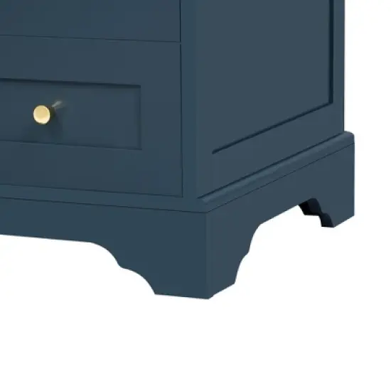 30'' Modern Bathroom Vanity with Ceramic Sink, Freestanding Storage Cabinet with Soft Close  Doors, Drawer & Gold Handles, Blue - ModernLuxe image {13}