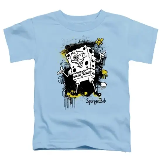 Toddler Boys' Spongebob Ink Splatter T-Shirt Light Blue image {1}