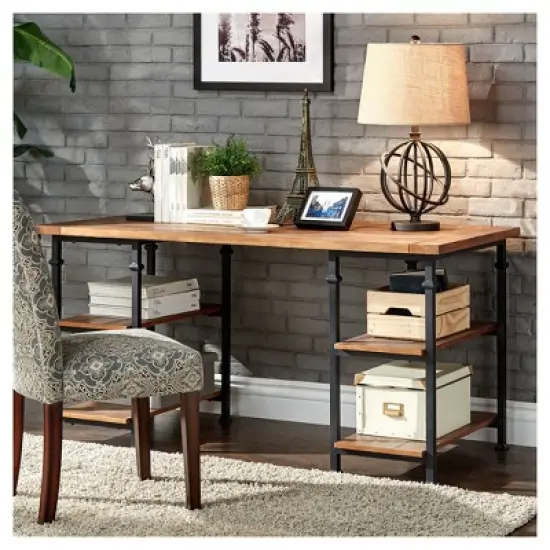 Ronay Wood Writing Desk with Storage - Inspire Q image {4}