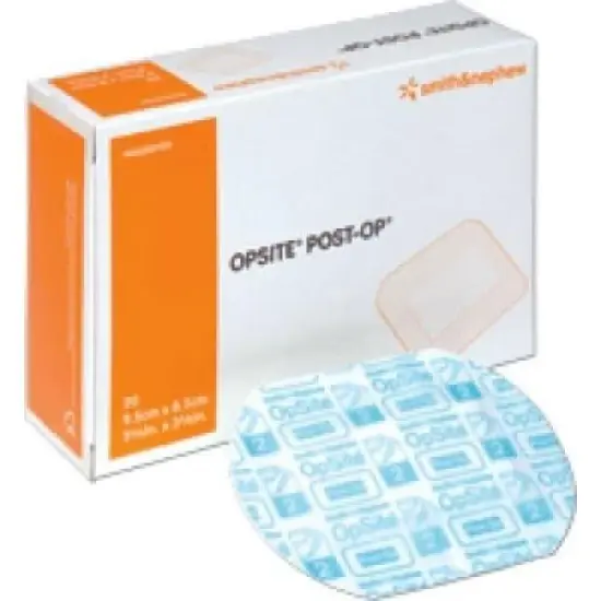 Smith & Nephew Opsite Post-Op Transparent Waterproof Dressing with Highly Absorbent Pad 3-3/4" x 3-3/8", Low Adherence, Latex-Free (Box of 20 Each) image {1}