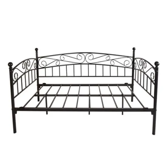 Metal Daybed Frame Multifunctional Mattress Foundation/Bed Sofa with Headboard, Twin, Black image {5}