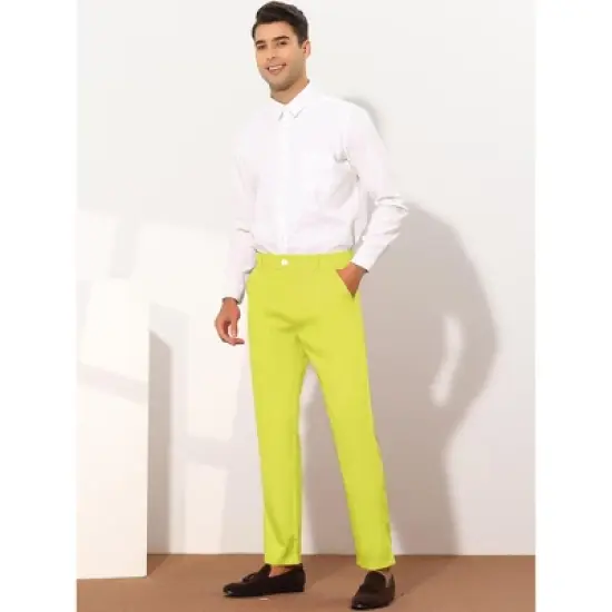 Lars Amadeus Men's Slim Fit Flat Front Solid Color Skinny Business Dress Pants image {2}