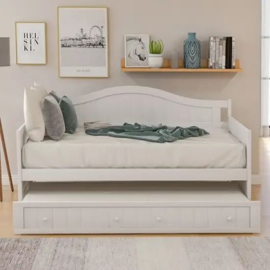 Twin Wooden Daybed with Trundle Bed-ModernLuxe image {1}