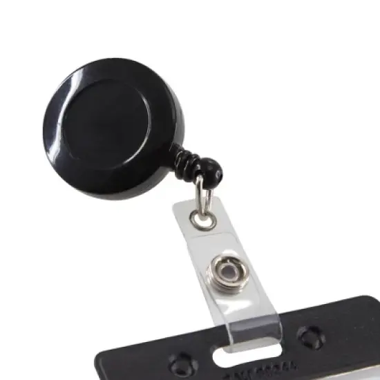 SICURIX Standard Round ID Badge Reel with Belt Clip, Black, Pack of 6 image {5}