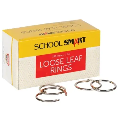 School Smart Loose Leaf Rings, 1-1/2 Inches, Nickel Plated Steel, Pack of 100 image {6}