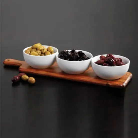 Gibson Gracious Dining 3 Peice Tidbit Bowl Set on Wood Paddle image {3}