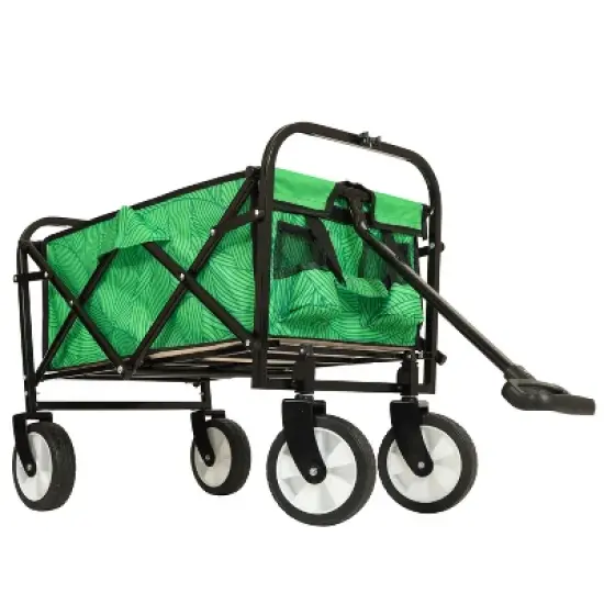 UBSSO Minimeetall Collapsible Outdoor Utility Wagon with Strapping System, Supports 225 lbs, Green Line image {8}