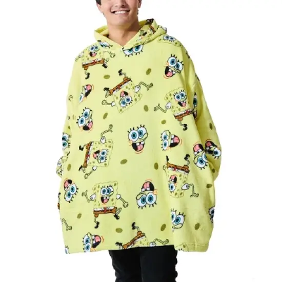 Spongebob Squarepants All-Over Print Yellow Long Sleeve Oversized Hoodie Wearable Blanket-OSFA image {1}