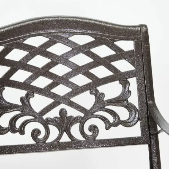 Sarasota Cast Aluminum Adjoining Patio Chair - Bronze - Christopher Knight Home image {4}